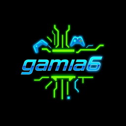 A vibrant and dynamic gaming logo featuring the name 'gama6' prominently