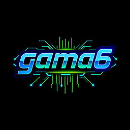 A vibrant and dynamic gaming logo featuring the name 'gama6' prominently