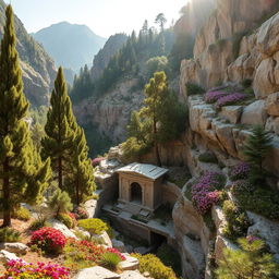 A breathtaking view of the tomb of an Iranian-Islamic hero, situated in a mountainous area
