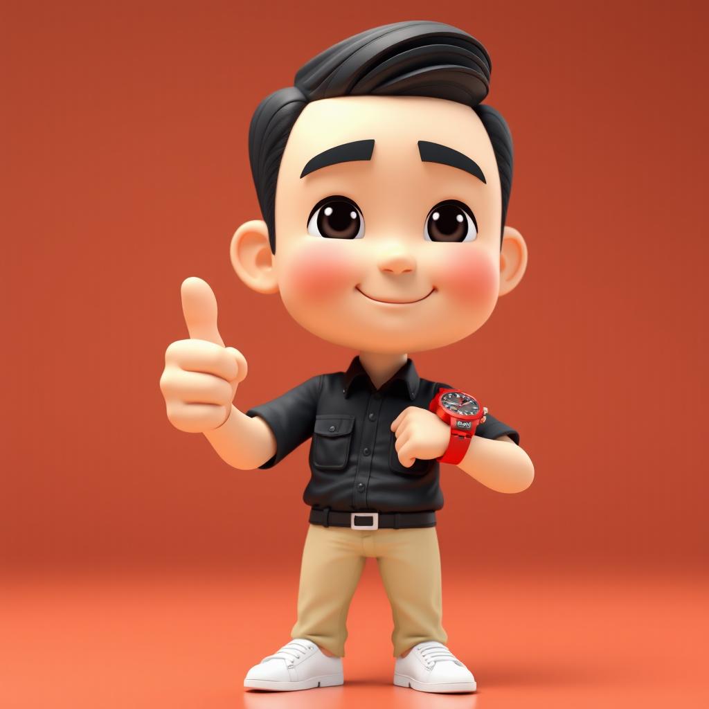 A 3D cartoon image of a 31-year-old male Mitsubishi sales marketing representative
