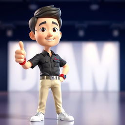 A 3D cartoon image of a 31-year-old male Mitsubishi sales marketing representative
