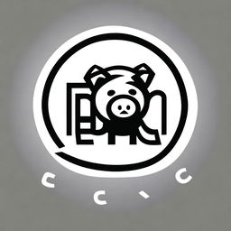 An emblem of highest quality digital art, blending the text 'EPIC' and a pig in a futuristic style