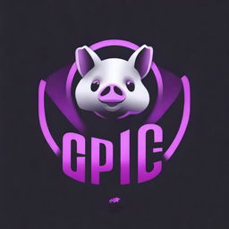 An emblem of highest quality digital art, blending the text 'EPIC' and a pig in a futuristic style