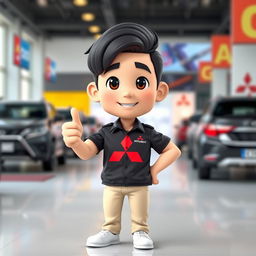 A 3D cartoon-style image of a 31-year-old male with short black hair, standing confidently with his thumb up
