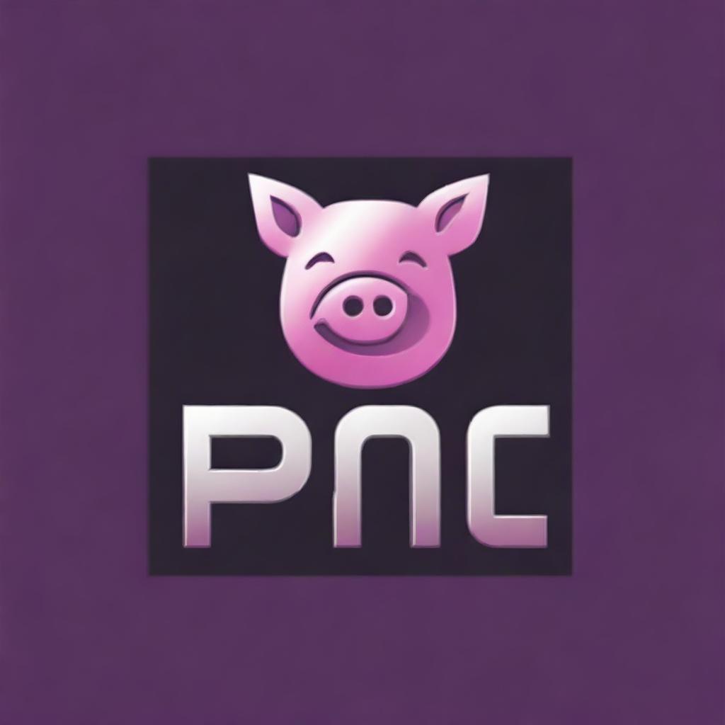 An emblem of highest quality digital art, blending the text 'EPIC' and a pig in a futuristic style