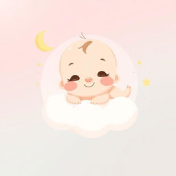 A minimalistic cartoon-style image of a baby, featuring soft pastel colors and simple shapes