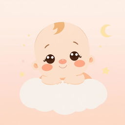 A minimalistic cartoon-style image of a baby, featuring soft pastel colors and simple shapes