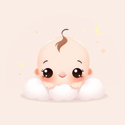 A minimalistic cartoon-style image of a baby, featuring soft pastel colors and simple shapes