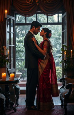 A romantic scene depicting the intense and passionate relationship between a Bengali girl and an Italian mafia don