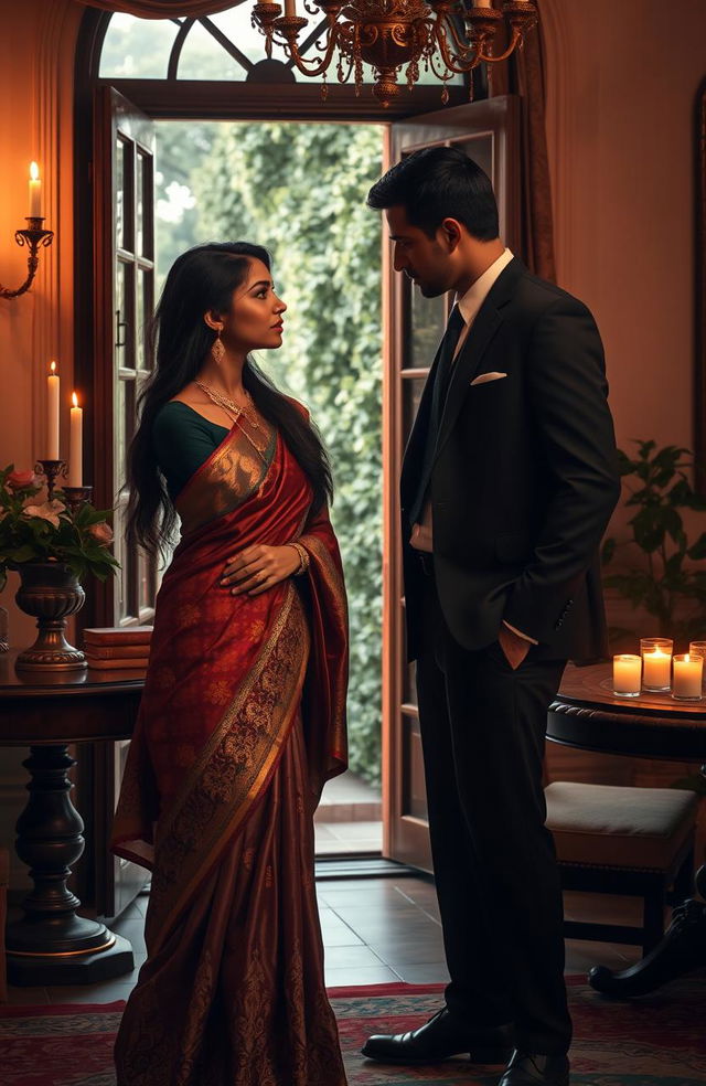 A romantic scene depicting the intense and passionate relationship between a Bengali girl and an Italian mafia don