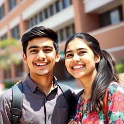 An uplifting profile picture featuring an Iranian boy and girl celebrating their success in an entrance exam