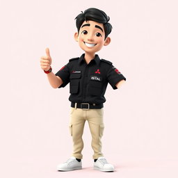 A 3D cartoon image of a 31-year-old male Mitsubishi sales marketer