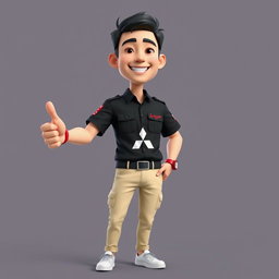 A 3D cartoon image of a 31-year-old male Mitsubishi sales marketer