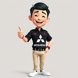 A 3D cartoon image of a 31-year-old male Mitsubishi sales marketer