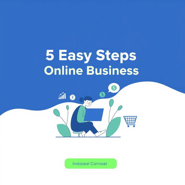 An Instagram carousel cover featuring the bold title '5 Easy Steps to Start Your Online Business'