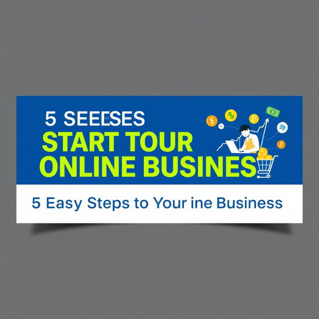 An Instagram carousel cover design titled '5 Easy Steps to Start Your Online Business'