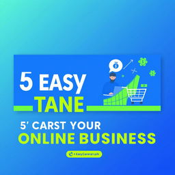 An Instagram carousel cover design titled '5 Easy Steps to Start Your Online Business'