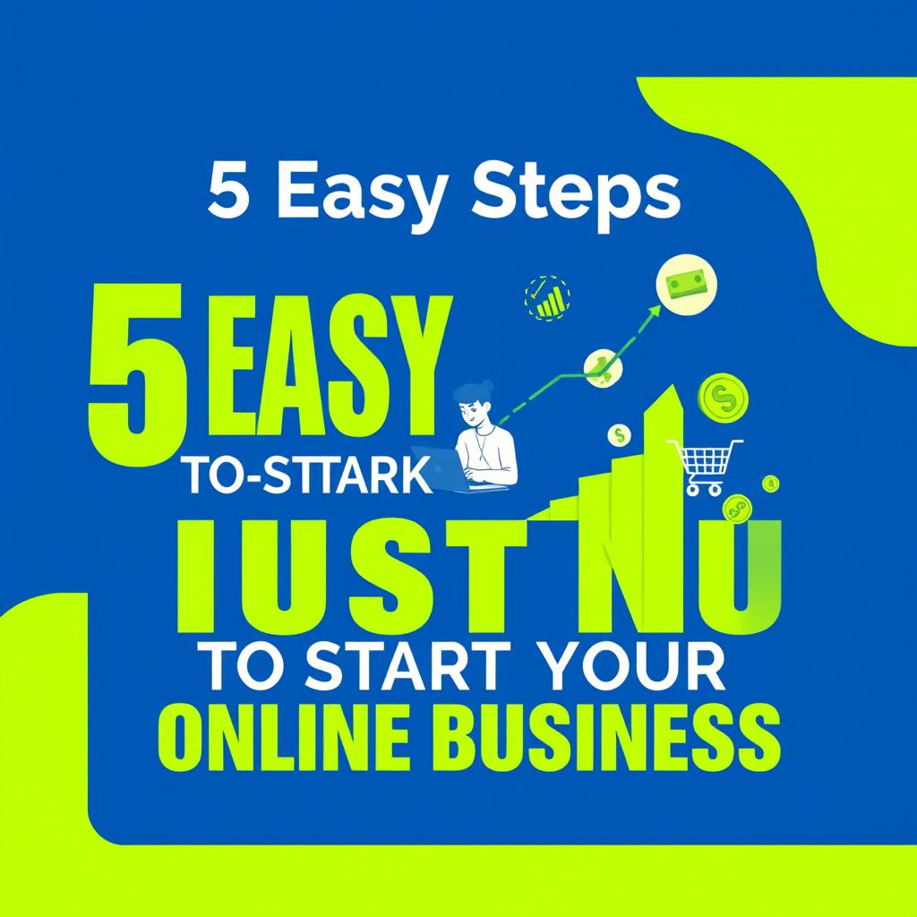 An Instagram carousel cover design titled '5 Easy Steps to Start Your Online Business'