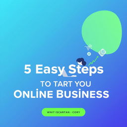 Create a bold, modern, and minimalistic Instagram carousel cover featuring the title '5 Easy Steps to Start Your Online Business'