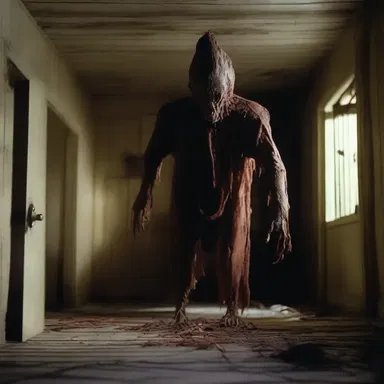 The horror movie featured an acephalous creature roaming through the haunted house.