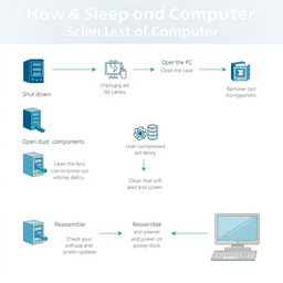 A detailed flowchart illustrating the step-by-step process of cleaning a personal computer