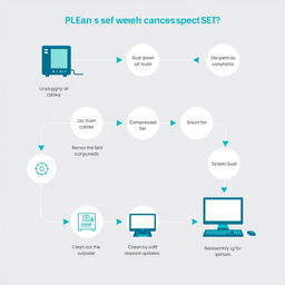 A detailed flowchart illustrating the step-by-step process of cleaning a personal computer
