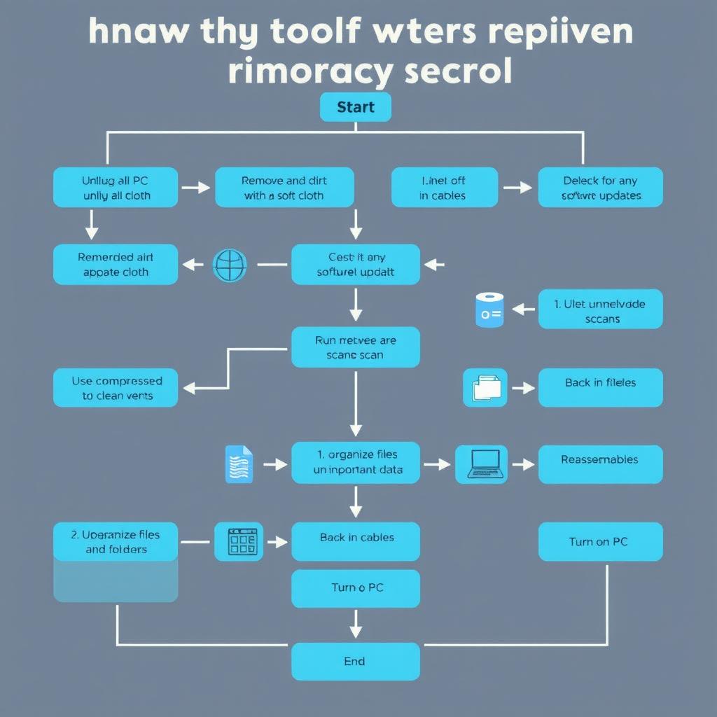 A detailed flowchart illustrating the step-by-step process of cleaning a personal computer