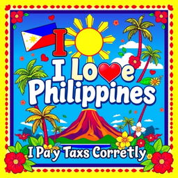 A vibrant and colorful poster celebrating the love for the Philippines
