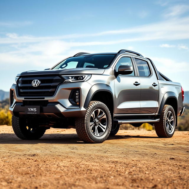 A gray metallic pickup truck with an all-terrain, yet sporty and luxurious design