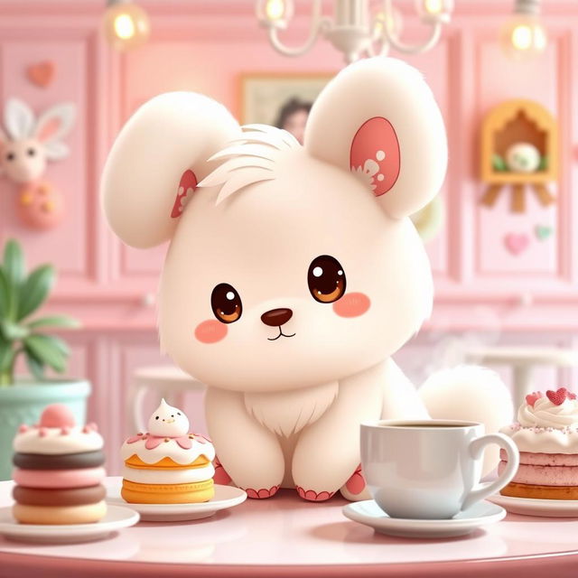 A cute, fluffy cartoon dog character named Cinnamoroll, with big floppy ears, a curled tail, and large sparkling eyes
