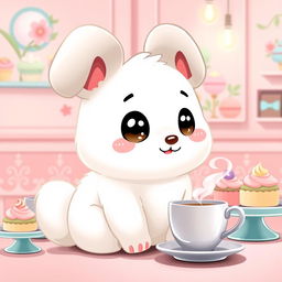 A cute, fluffy cartoon dog character named Cinnamoroll, with big floppy ears, a curled tail, and large sparkling eyes