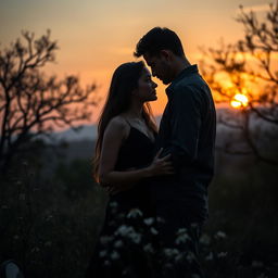 A poignant and evocative scene of a couple embodying the theme of sacrifice for love