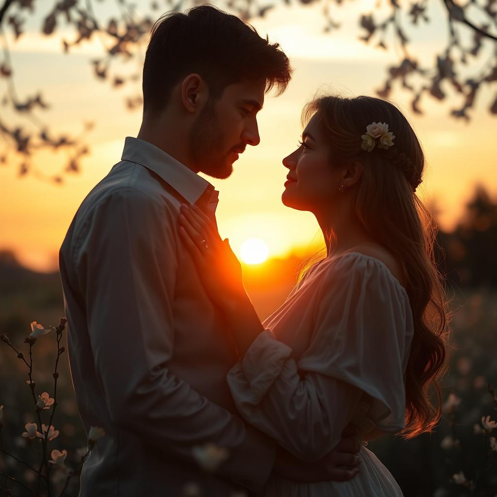 A poignant and evocative scene of a couple embodying the theme of sacrifice for love