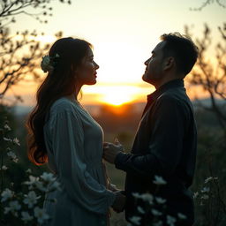 A poignant and evocative scene of a couple embodying the theme of sacrifice for love