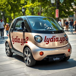 A stylish minicopper vehicle with a sleek design, showcasing the name 'lydia