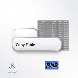 An artistic representation of a 'Copy Table' button for a web application that utilizes JavaScript and PHP