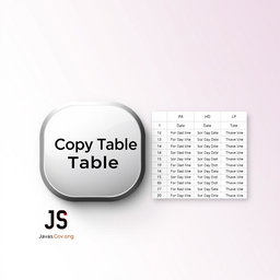An artistic representation of a 'Copy Table' button for a web application that utilizes JavaScript and PHP