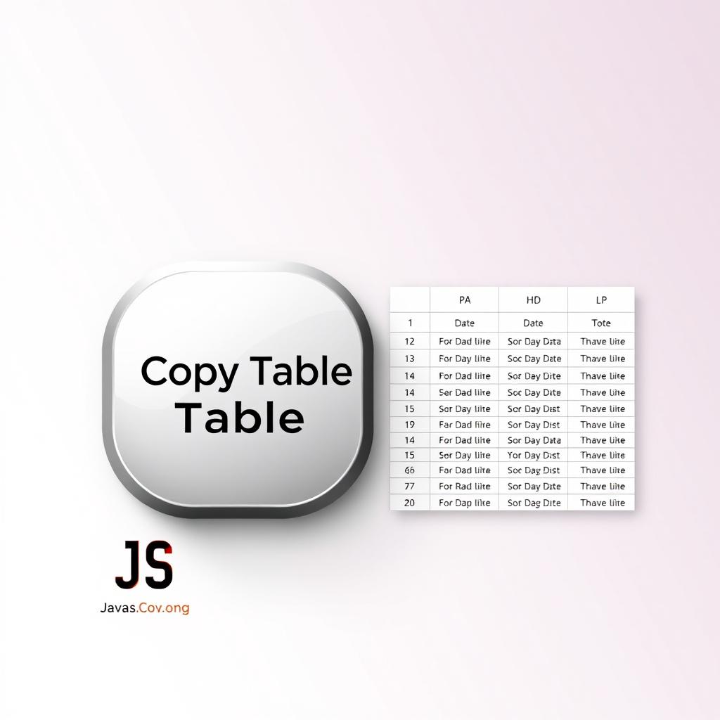 An artistic representation of a 'Copy Table' button for a web application that utilizes JavaScript and PHP