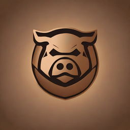 A 3D render of a bronze pig beast logo