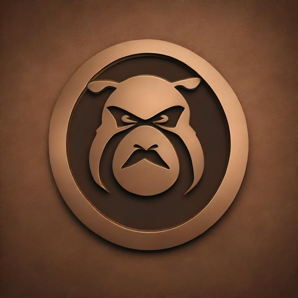 A 3D render of a bronze pig beast logo