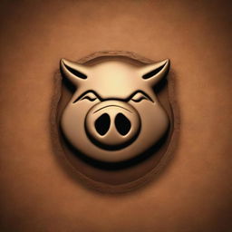 A 3D render of a bronze pig beast logo