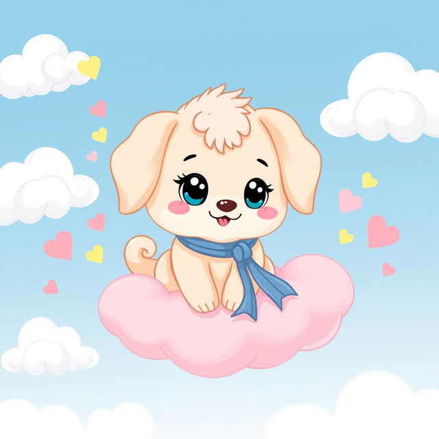 A cute, fluffy cartoon puppy character named Cinnamoroll, with long ears, big round eyes, and a curled tail