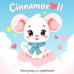 A cute, fluffy cartoon puppy character named Cinnamoroll, with long ears, big round eyes, and a curled tail