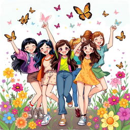 A colorful and energetic illustration of adolescent girls celebrating their exuberance and the excitement of coming into their own