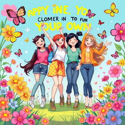 A colorful and energetic illustration of adolescent girls celebrating their exuberance and the excitement of coming into their own