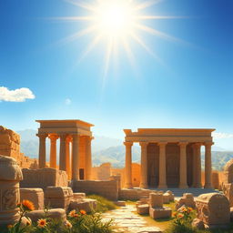 An enchanting depiction of Persepolis (Takhte Jamshid), illustrating its stunning architectural beauty and historical significance