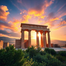 A mesmerizing view of Persepolis (Takhte Jamshid), showcasing the extraordinary ruins of this ancient Persian capital
