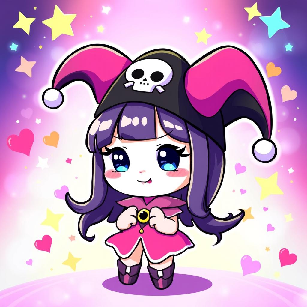 A cute and stylish depiction of Kuromi, the Sanrio character, in a whimsical setting