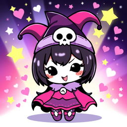 A cute and stylish depiction of Kuromi, the Sanrio character, in a whimsical setting