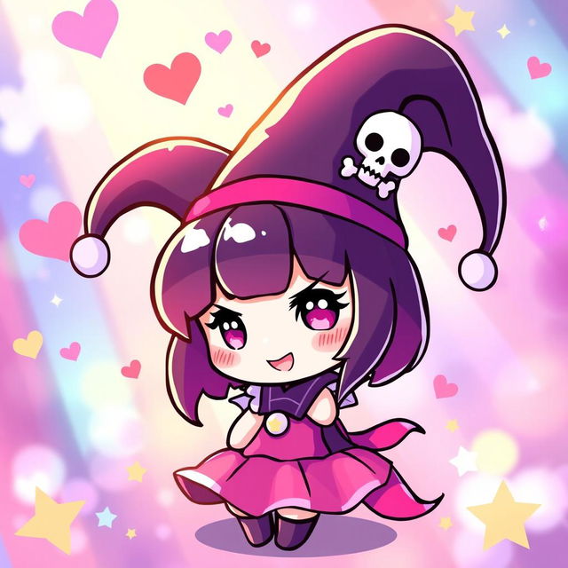 A cute and stylish depiction of Kuromi, the Sanrio character, in a whimsical setting